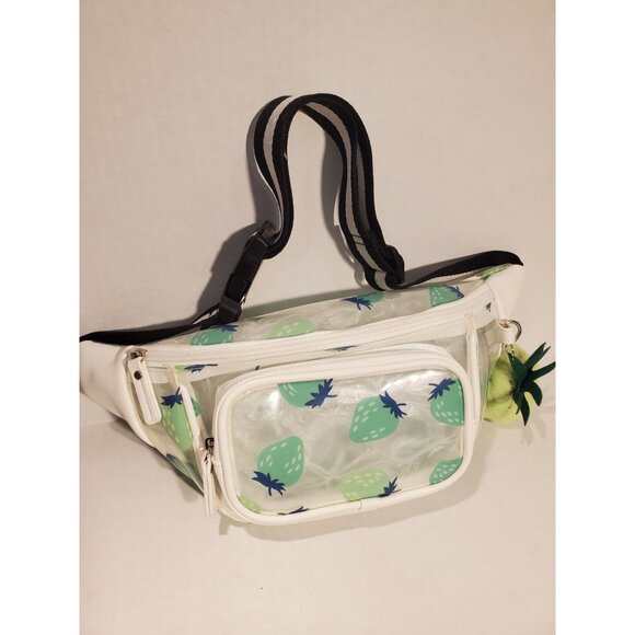 New with Tag Claire's Strawberry clear fanny pack, 2 pockets, with strawberry pl - Picture 1 of 4